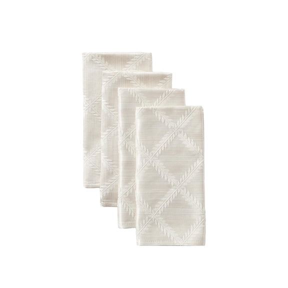 Lenox Laurel Leaf Napkins, Set of 4, Platinum - 19"W x 19"L