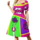 thumbnail image 1 of Vestido de manga corta con diseño de cómic brillante y colorido para mujer, elegante vestido de fiesta para mujer 2025, vestido de falda para mujer, 1 of 7