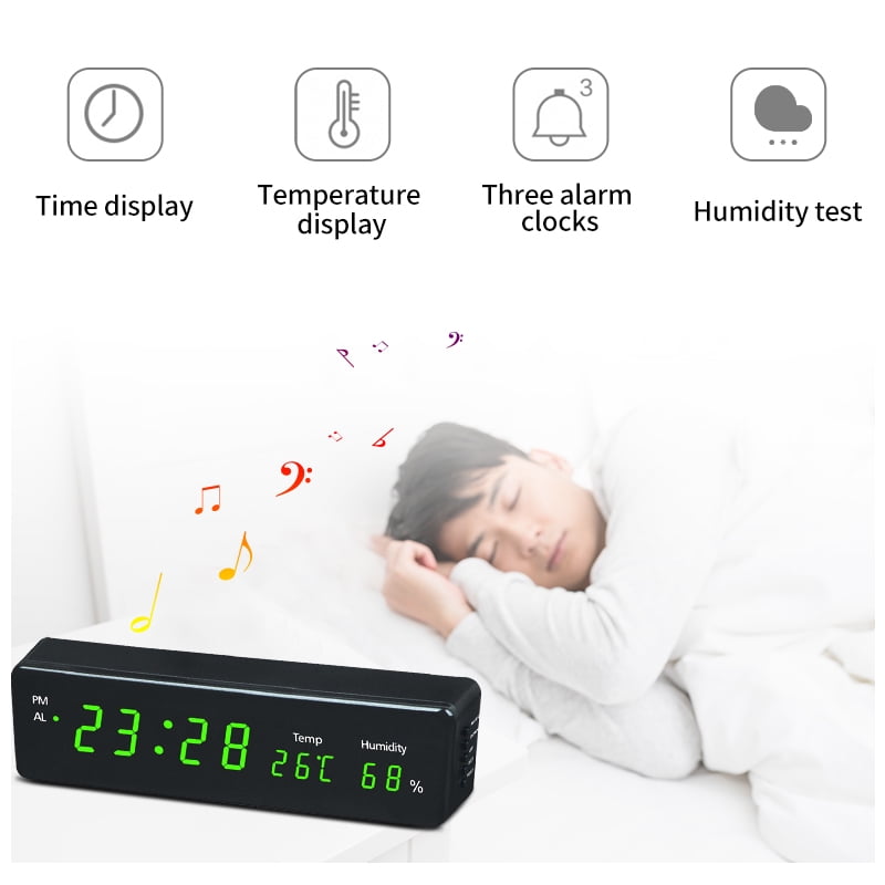 Digital Electronic LED Wall Clock With Temperature Humidity Display Home Clock c 