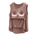 thumbnail image 5 of Delconic Womens Padded Tank Top Loose Fit Sleeveless Camisole Lightweight Built In Bra Casual Round Neck Summer Top Khaki L, 5 of 8