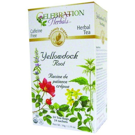 Celebration Herbals Yellowdock Organic Root Thé sans Caféine 24 sachets de thé à base de plantes