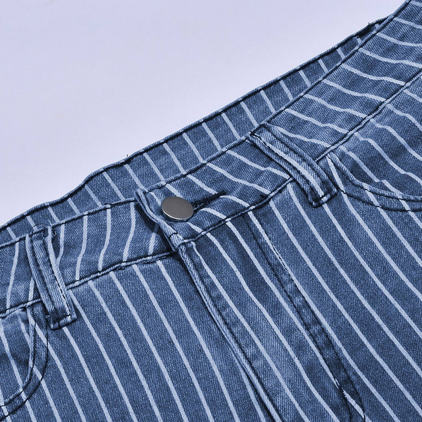 Womens Pants 18 plus Ladies Vintage High Waist Striped Skinny Jeans for Autumn Style Slimming and Figure Flattering Long Adult Female Clothes Blue Size XL Walmart