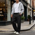 thumbnail image 2 of TOMVIGX Mens Baggy Sweatpants Oversized Wide Leg Sweatpant Loose Fit Drawstring Elastic Waist Trousers Hiking Athletic Joggers with Pockets Black 3XL, 2 of 6