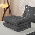 thumbnail image 6 of Manfei Twinkling Stars Print Zipper Queen Comforter Set with Fitted Sheet and 2 Pillowcases,Galaxy Theme Zipper Bedding Set,Gray White,Light Gray Reversible,4pcs, 6 of 8