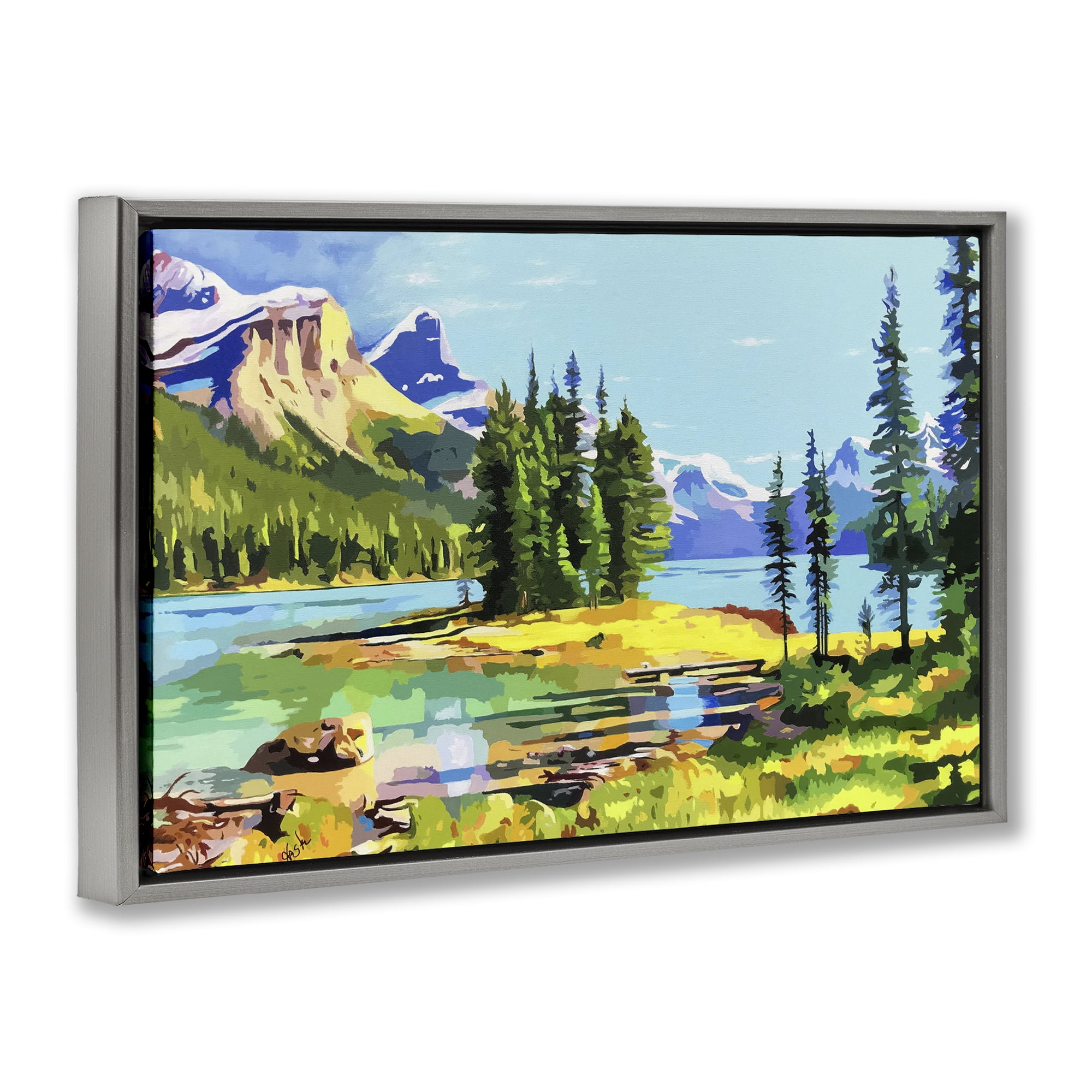 Stupell Industries Alpine Mountain Solitude Gray Framed Floater Canvas Wall Art, design by John Jaster