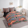 thumbnail image 2 of Manfei Cartoon Trout Queen Bedding, Stripe Abstract Bedding Comforter Set Queen, Pink Black Orange, Black Reversible, 7-Piece, 2 of 6