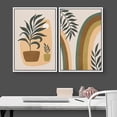 thumbnail image 3 of IDEA4WALL Framed Canvas Print Wall Art Set Mid-Century Green Rainbow Plant Vase Nature Illustrations Modern Art Rustic Decorative for Living Room, Bedroom, OfficeL - 16"x24"x2 White, 3 of 5