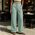 thumbnail image 6 of Horkkom Work Pants Women Elastic Waist Wide Leg Pants Casual Loose Dress Pants with Pockets Button Zip XL, 6 of 8