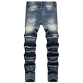 thumbnail image 5 of Edvintorg Mens Slim Straight Fit Denim Jeans Fashion Trend Men's Micro Elastic Slim Straight Leg Jeans Casual Pants, 5 of 6