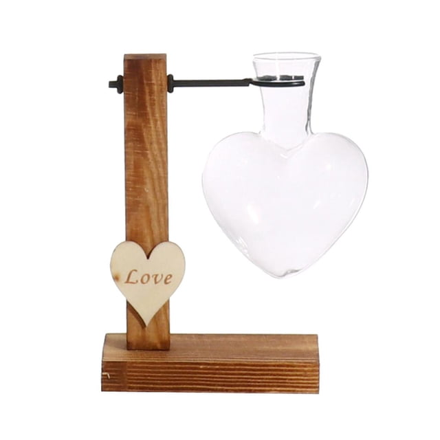 GUOOL Glass Terrarium Vase Desktop Plant Terrarium with Wooden Stand Home Decor Single Single Bottle