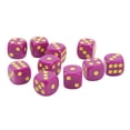 thumbnail image 2 of Juego de dados de esquina redondeada de 20 piezas de 16mm, juego de dados de 6 caras para juegos de mesa, juegos de matemáticas, puntos morados y amarillos, 2 of 12
