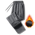thumbnail image 2 of Bpyeka Men's Big & Tall Fleece Lined Sweatpants Elastic Drawstring Zipper Pockets Warm Straight Leg Trousers 3XL-5XL, Gray, 2 of 4