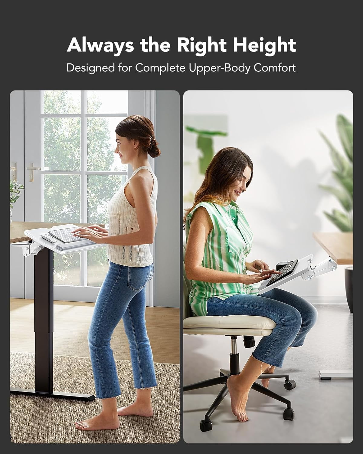 Keyboard Tray Under Desk, 360 Adjustable Ergonomic Sliding Keyboard & Mouse Tray, Under Desk Keyboard Tray Slide Out, Keyboard Holder Under Desk for Typing in Home, Office Work, 25"W x 9.84"D