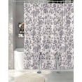 thumbnail image 3 of Split Shower Curtain for Transfer Bench, Haze Blue Leaf Fabric Shower Curtains for Bathroom, Retro Farmhouse Plant Floral Branch Tub Sliding Transfer Bench Waterproof Bath Curtains 72"x84", 3 of 9