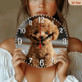 thumbnail image 2 of 2D Flat 1pc 10Inch 25cm Wooden Round Wall Clock with Cute Poodle Design - Silent, Battery Operated - Ideal for Bedroom, Living Room, Study, Garage, for Man Cave Decor, Clock Wall Decor, 2 of 7