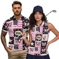 thumbnail image 2 of Aplkyhs Pink 250th Anniversary Matching Couple Golf Shirts Quick Dry Women's Matching Hawaiian Golf Shirt for Couple Machine Washable Suitable for Tennis Enthusiasts Lightweight, 2 of 6