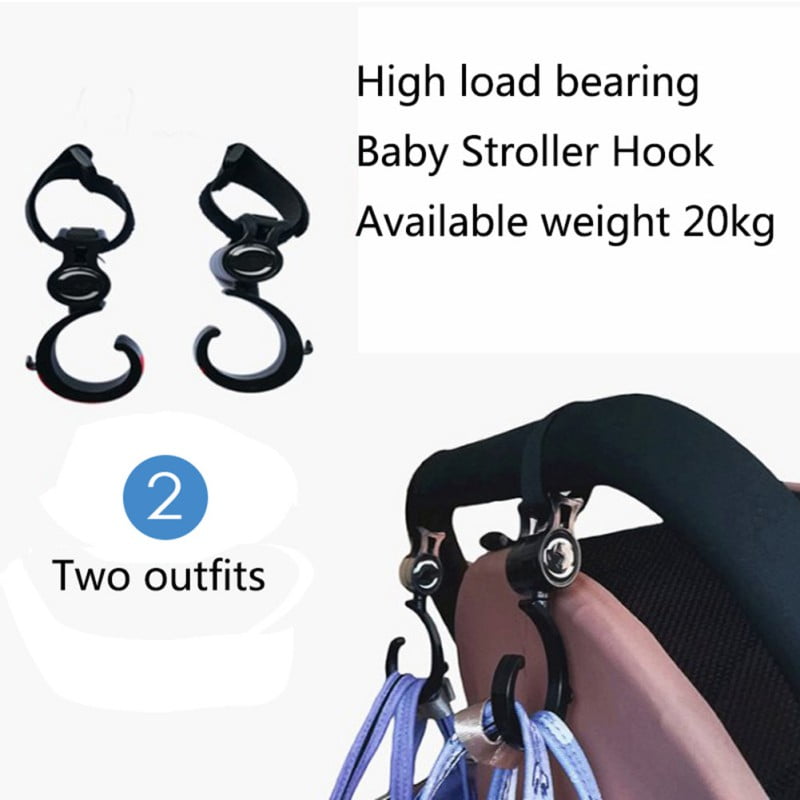 Baby stroller hook Rotatable 360-degree stroller hook-2PCS Baby Stroller Hook Accessories 360° Rotatable Big Hook Velcro Hook