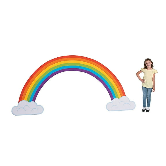 Fun Express Jumbo Rainbow Cutouts, Transform Spaces with Effortless Rainbow Bulletin Board Decor Elegance, 10-Ft Long Rainbow Cloud Cutouts Effortless Assembly for Busy Event Planners