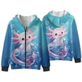 thumbnail image 4 of KUIFORTI White Axolotl Girls Sweatshirt Hoodie 6-7 Fleece-Lined Zip Up Hoodie Sweatshirt for Girls Warm Comfortable Fall Winter Outwear for Spring, Fall and Winter, 4 of 6