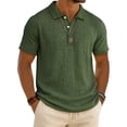 thumbnail image 3 of Hearthz 4xl Plus Size Linen Polo Shirts for Men Button Down Collared Men Short Sleeve Shirt Casual Slim Fit Mens Gym T Shirts ,Green 4XL, 3 of 9