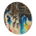 thumbnail image 3 of Designart 'Blue Black and Yellow Pattern ' Modern Wood Wall Clock, 3 of 5