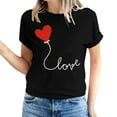 thumbnail image 2 of Fesfesfes Womens Short Sleeve Workout Tops Valentine's Day Love Printed Short Sleeved T-shirt Top Short Sleeved Round Neck Top/Shirt Womens Tshirts Graphic 2XL(US:12), 2 of 6