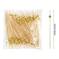 thumbnail image 4 of 100Pcs Cocktail Picks, Fancy Toothpicks for Appetizers, Decorative Skewers for Appetizers Drinks Party Fruit, 4.7 Inch Long Wooden Bamboo Gold Ball Food Sticks Charcuterie Boards Accessories, 4 of 6