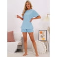 thumbnail image 2 of DARING DIVA Pajama Short Sleeve Lounge Set Elastic Shorts Sleepwear XS Sky Blue, 2 of 6