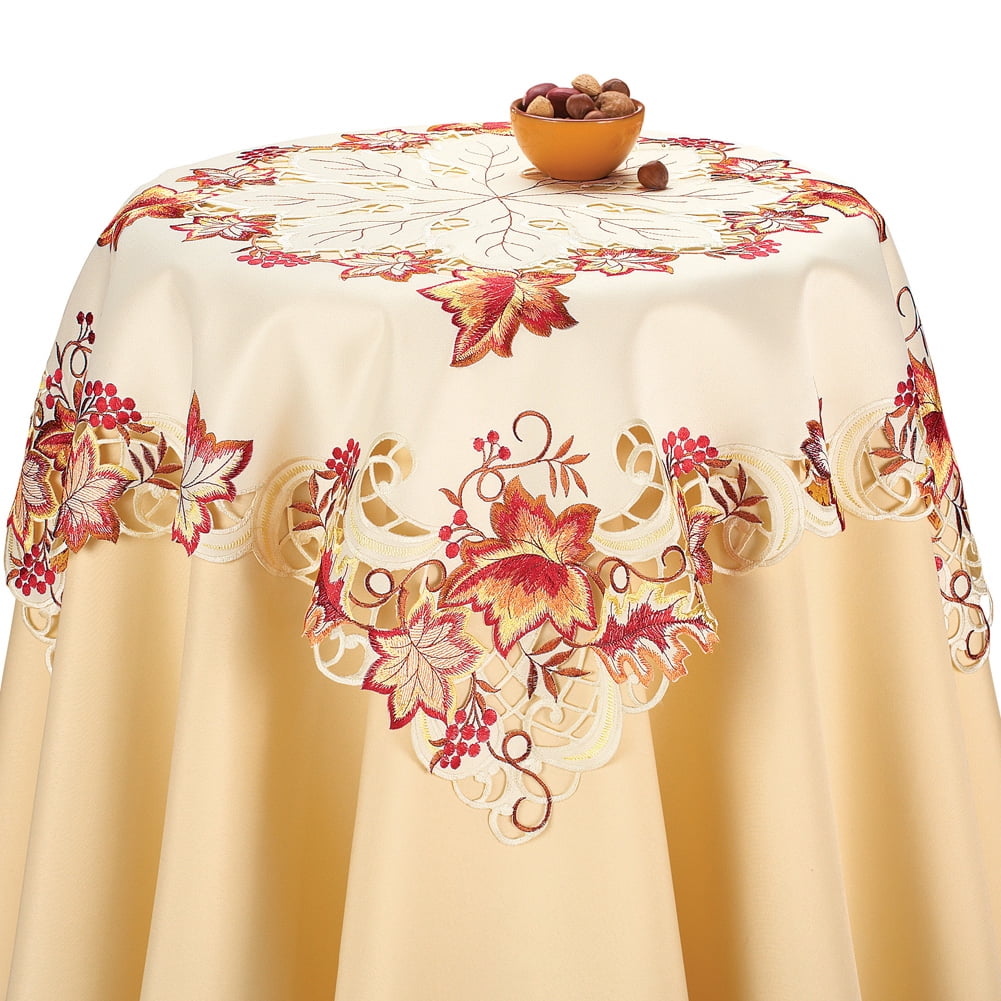 Elegant Fall Leaves Table Linens, Square
