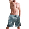 thumbnail image 5 of Dailycode Men's Quick Dry Swim Trunks Beach Shorts Casual Summer Board Shorts with Pockets, Chinese-style Temple on High Mountains, 5 of 8