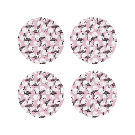 

Matuu Pineapple Flamingo for Cup Coasters Set of 4 Leather Coasters Desk Coasters for Office Measures 4” x 4”-Round Shape