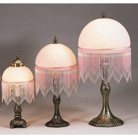 Meyda Tiffany Victorian Glass Globe Pink Fringed 8'' H ...