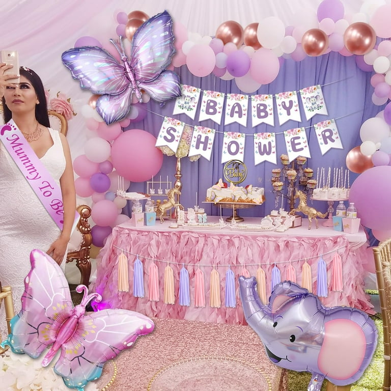 Gender Reveal Baby Shower Decoration Ideas For Girl Purple Royal
