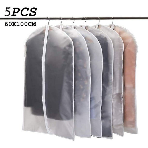 5 Pack Dress Suit Covers Garment Protection Overcoat Plastic Storage