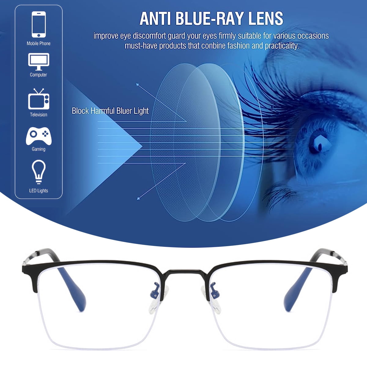 Lunettes Anti-Lumière Bleue pour Femmes, Anti-Fatigue Oculaire