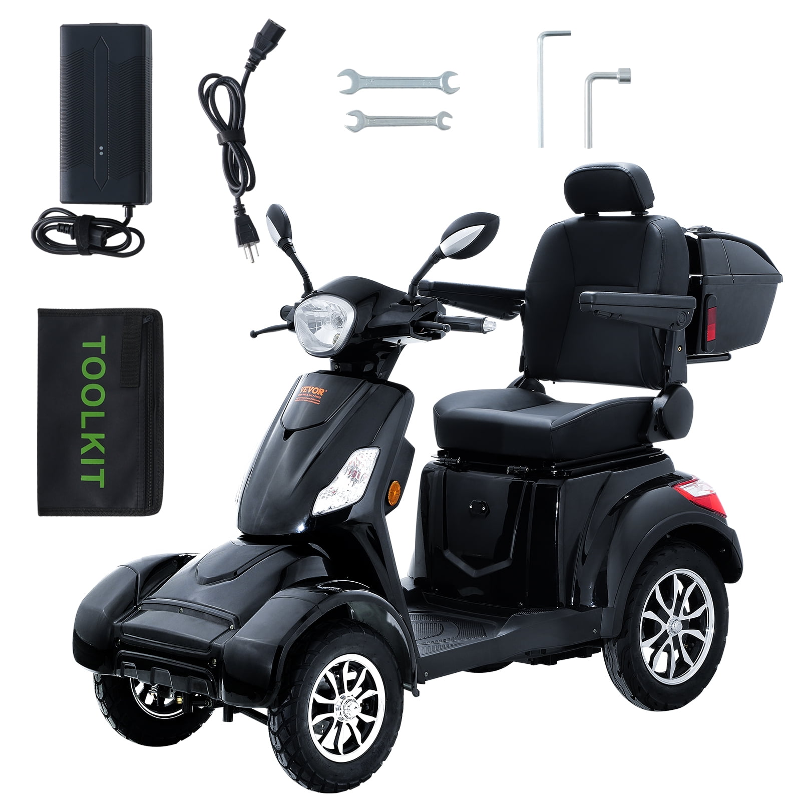 KFFKFF Heavy-Duty 4 Wheel Mobility Scooters for Seniors & Adults, 800W Powered Mobility Scooters Weight Capacity of 550lbs, 3-Speed Electric Mobility with Adjustable Seat and Lazy Back