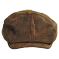 thumbnail image 2 of Pigskin Leather Newsboy Cap - L - Brown, 2 of 4