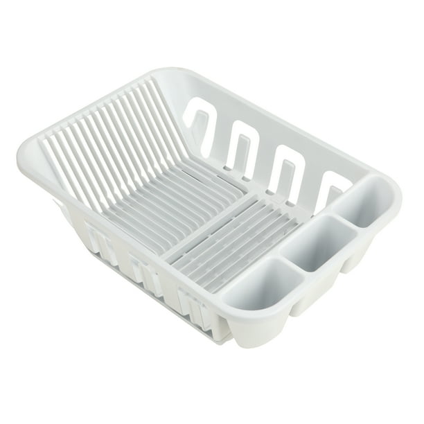 Mainstays 2 Piece Plastic Kitchen Sink Set, Dish Rack with Slideout