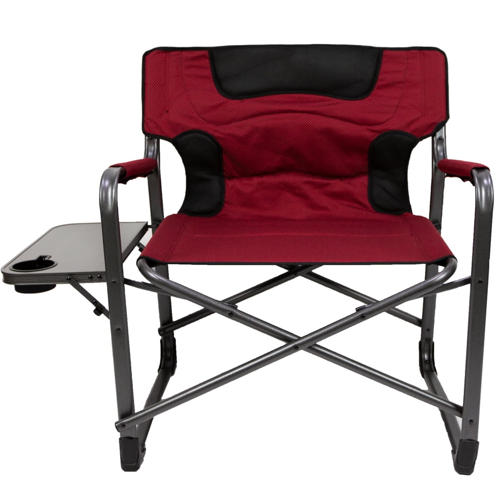 Ozark Trail XXL Folding Padded Director Chair with Side Table, Red 
