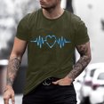 thumbnail image 2 of Hombres manga corta casual Pompotops electrocardiograma impresión cuello redondo pulóver camiseta blusa, 2 of 4