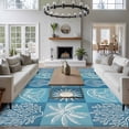 thumbnail image 3 of Non-Slip Rug Pad Rugs Summer Ocean Palm Tree Carb Rectangle Area Rugs 5x7Ft Soft Carpet Pads for Living Room Kids Room, Conch Shell on Blue Plaid, 3 of 9
