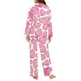 thumbnail image 4 of Renewold 2 PCS Women Valentine's Day Pajama Set Size 2XL Pink Hearts Pullover Loungewear Outfits Skin Friendly Loose Fitting Button Sleepwear for Fall Spring Winter, 4 of 6
