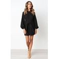 thumbnail image 3 of Robe Élégante à Manches Longues Lanterne pour Femmes, Col Rond, Taille Nouée, Tricotée, Robe de Cocktail, 3 of 6
