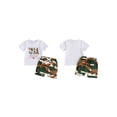 thumbnail image 3 of Aojekbee Toddler Boys Summer Shorts Sets Short Sleeve Letter Print Tops and Camouflage Drawstring Shorts Sets, 3 of 10