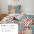 thumbnail image 6 of 3 Piece Quilt Set King Size Bedspread Coverlet Mens Plaid Patchwork Bedding Reversible Quilt Queen Microfibers Bedspread Coverlet Lightweight Bedding for All Season Cyan Blue, 6 of 7