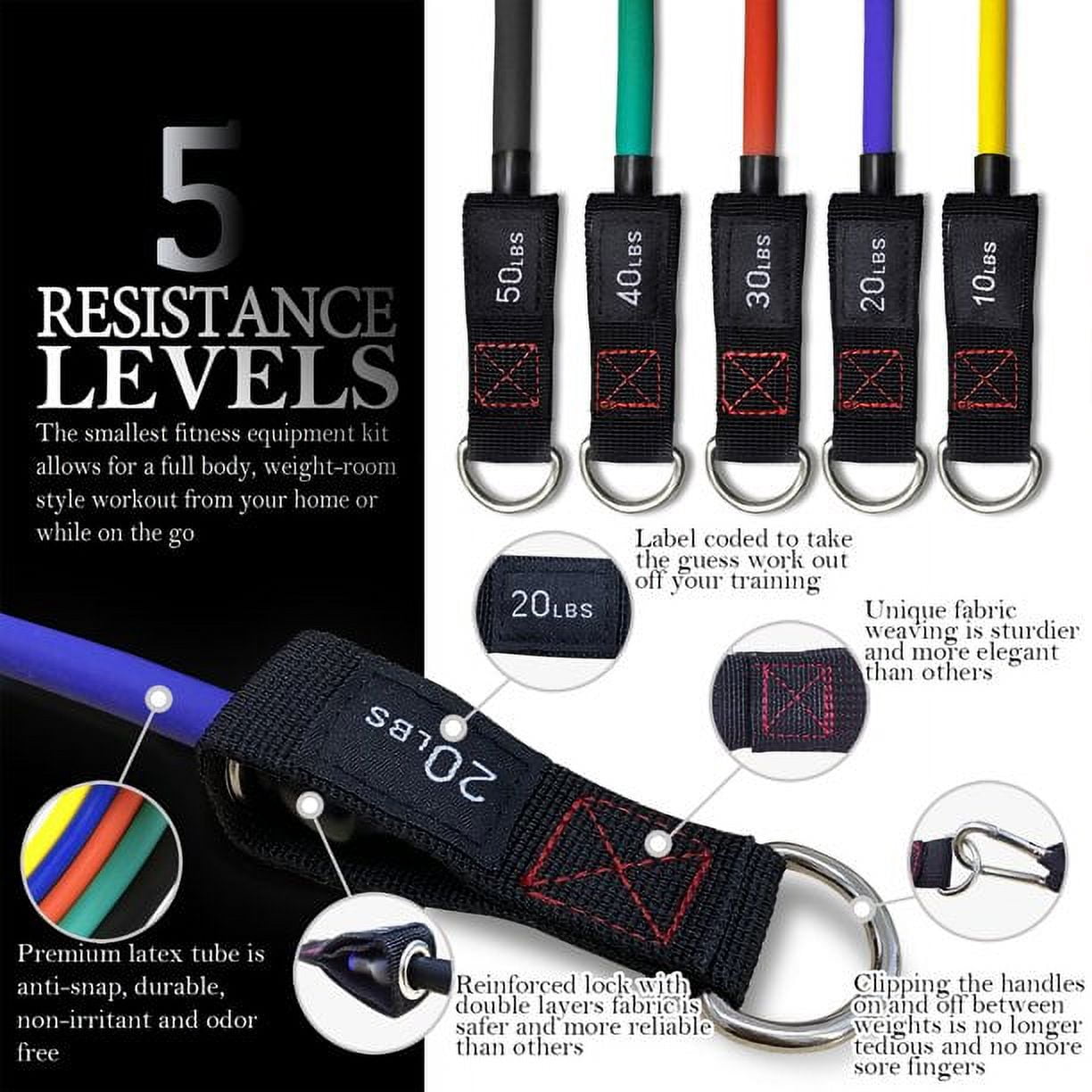 Thefitlife Exercise Resistance Bands With Handles 5 Fitness Workout Bands Desert