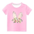 thumbnail image 1 of Penkiiy T-Shirts de Pâques pour Enfants Garçons Filles Mode Oreilles de Lapin de Pâques Imprimé Col Rond Manches Courtes 3 Ans Rose, 1 of 4