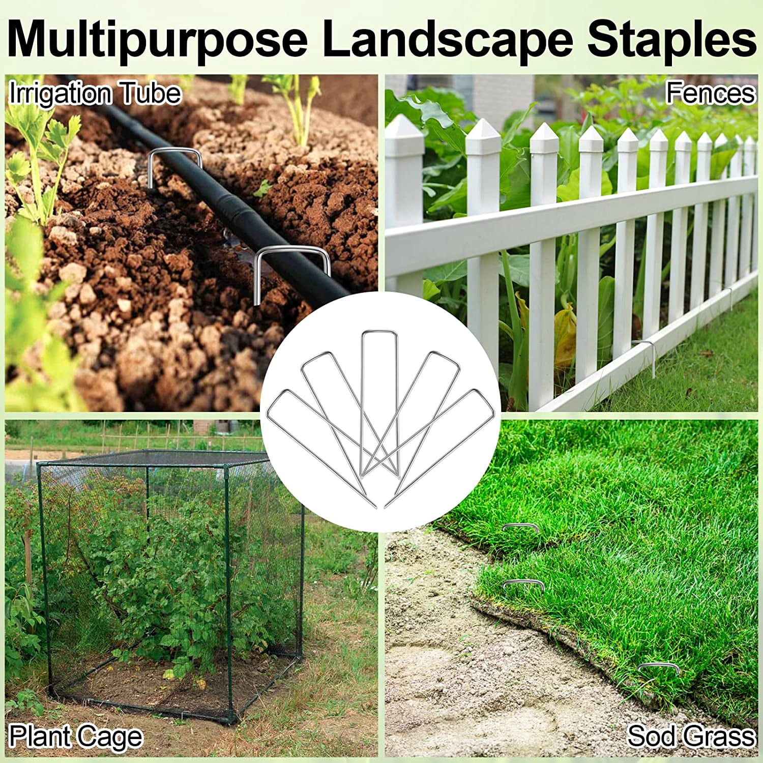 100 Pack Garden Stakes, U-Shaped Tent Stakes, Galvanized Landscape Staples, Ground Stakes, for Landscaping Securing Weed Barrier Fabric, Irrigation Tubing, Holding Fence, Tarpaulin
