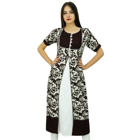 Bimba Womens Brown Straight Kurti Printed Ladies Kurta Designer Ethnic Clothing
