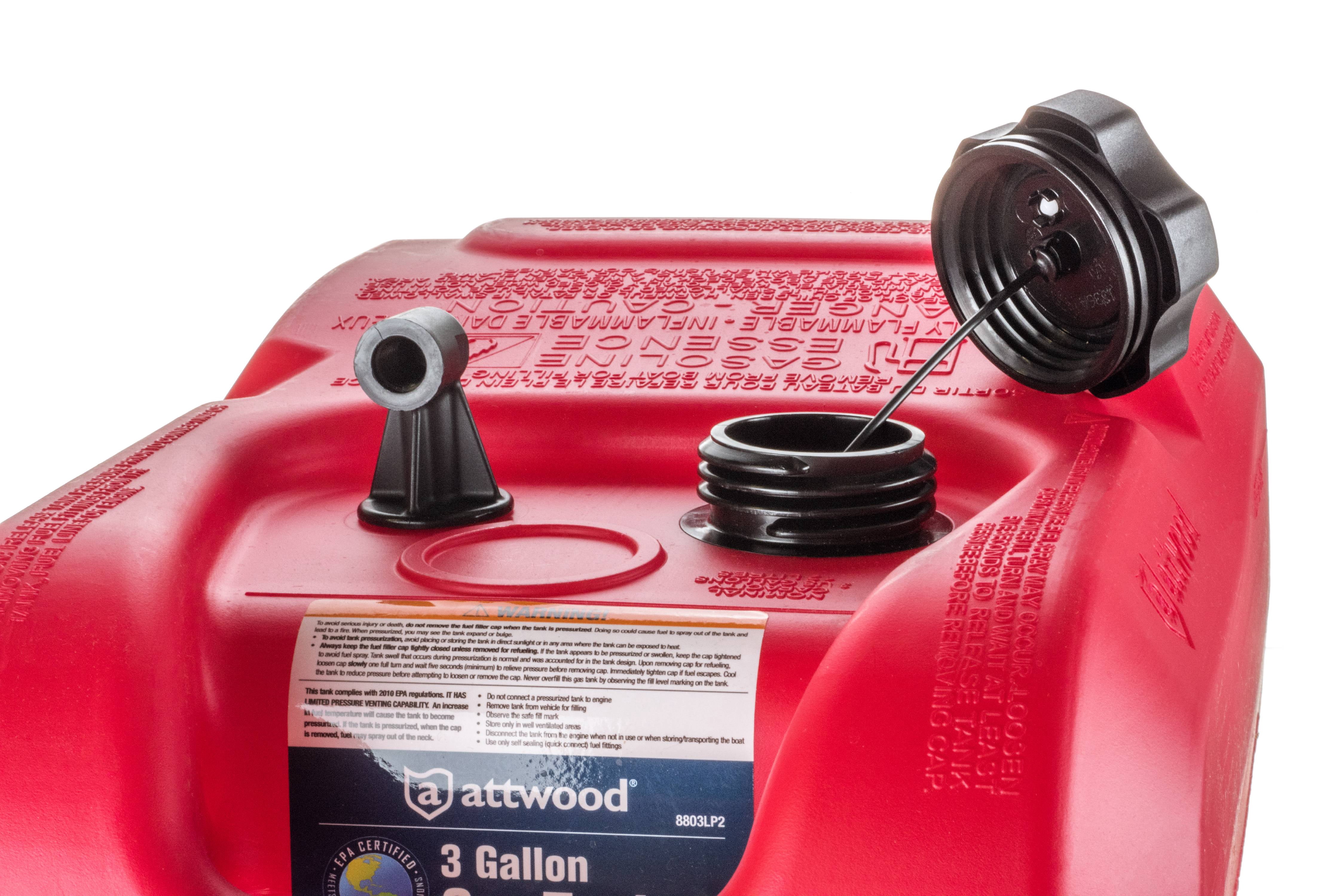 Attwood Marine 8803LP2 Red 3 Gallon EPA Compliant Fuel Tank without Gauge